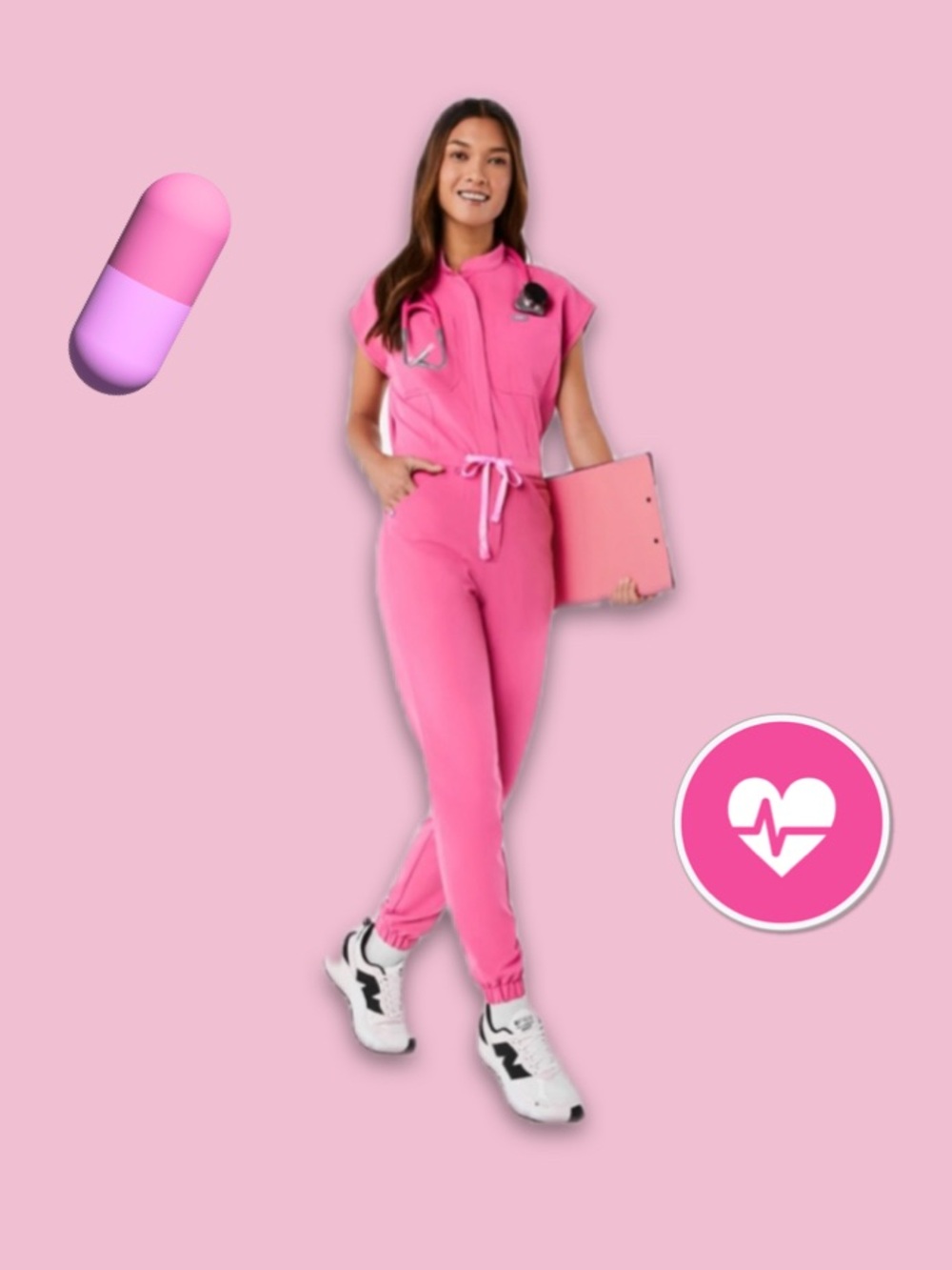Limited Edition Figs Rafaela Cargo Scrub Jumpsuit F*ing Pink Small NWT